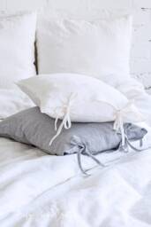 Set Of 2 Linen Pillow Covers With Skinny Ties - Bed Sham Pillowcases Standard, Queen, King Or Custom Sizes