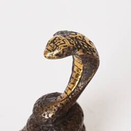 Bronze King Cobra Statue, 3 Inch Figurine, Hunting Snake, Animal Reptile, Unique Decor, Desk Handicraft, Gift For Father - thumbnail 4