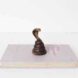 Bronze King Cobra Statue, 3 Inch Figurine, Hunting Snake, Animal Reptile, Unique Decor, Desk Handicraft, Gift For Father - thumbnail 3