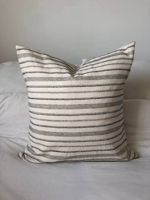 Scandi Striped Cotton Pillow Cover Textured Neutral Boho Decor - image 1