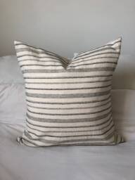 Scandi Striped Cotton Pillow Cover Textured Neutral Boho Decor - thumbnail 1