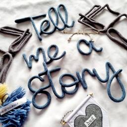 Tell Me A Story Sign L Knitted Words Wire Writing Kids Room Decor Reading Nook Corner Storytime Book Shelf Wall Hanging - thumbnail 3