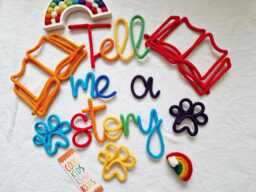 Tell Me A Story Sign L Knitted Words Wire Writing Kids Room Decor Reading Nook Corner Storytime Book Shelf Wall Hanging - thumbnail 1