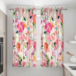 Pink Floral Curtains, Bright Watercolor Flower Drapes, Bold Botanical Print Panels, Made To Measure Vibrant Living Room Decor - thumbnail 3