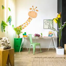Giraffe Fabric Wall Decal, Toddler Watercolour Room Decor, Animal Stickers