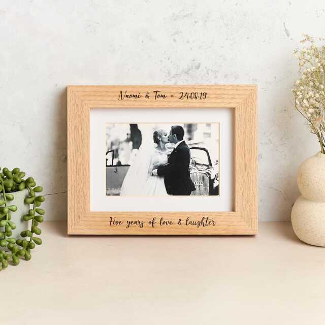 Personalised Solid Oak Mounted Photo Frame With Size Options - image 1
