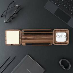 Wooden Pen Tray Oakyblocks Desk Organizer With Cork Base - thumbnail 2
