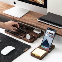 Wooden Pen Tray Oakyblocks Desk Organizer With Cork Base - thumbnail 1