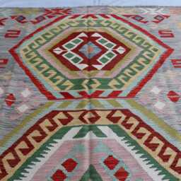 7x10 Stunning Afghan Kilim Rug, Tribal Turkmen Rug, Chubi Maimana New Flatweave Vintage Rug For Bedroom, Livingroom - thumbnail 3