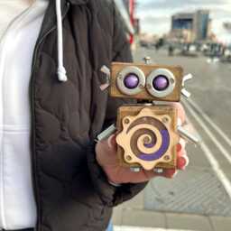 Handmade Wooden Robot Sculpture Quirky Desk Decor, Student Gift - thumbnail 1