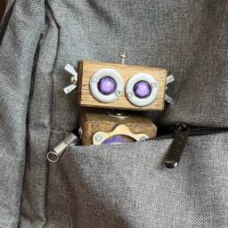 Handmade Wooden Robot Sculpture Quirky Desk Decor, Student Gift - thumbnail 2