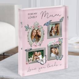 For My Lovely Mum Photo Frame Pink Personalised Acrylic Block - Gift, Keepsake Custom Gift - thumbnail 1