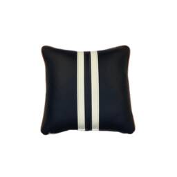 The Navy Leather Twin Striped Cushion - thumbnail 2