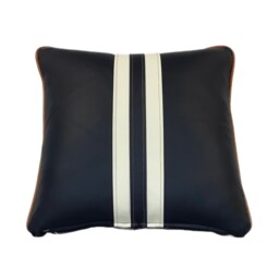The Navy Leather Twin Striped Cushion - thumbnail 3