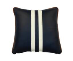 The Navy Leather Twin Striped Cushion