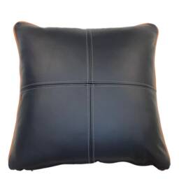 The Navy Leather Twin Striped Cushion - thumbnail 4