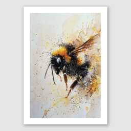 Bumblebee Art Print Watercolor Insect Illustration, Nature Home Decor - thumbnail 2