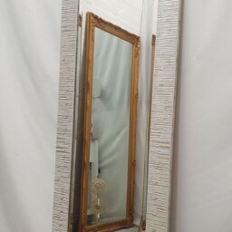 John Lewis Blanca Wood Frame Wall Mirror Bevelled Glass Silver White Full Length Tall Wide Rectangular Home Interior Decor 132x46 cm - thumbnail 4