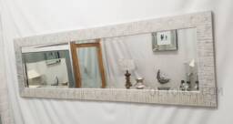 John Lewis Blanca Wood Frame Wall Mirror Bevelled Glass Silver White Full Length Tall Wide Rectangular Home Interior Decor 132x46 cm - thumbnail 1