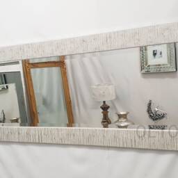 John Lewis Blanca Wood Frame Wall Mirror Bevelled Glass Silver White Full Length Tall Wide Rectangular Home Interior Decor 132x46 cm - thumbnail 2