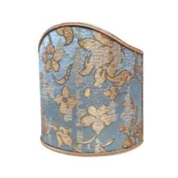 Pair Of Clip-On Wall Sconces Shield Shades Sky Blue Gold Rubelli Silk Jacquard Les Indes Galantes Pattern Mini Lampshade - Handmade in Italy - thumbnail 4