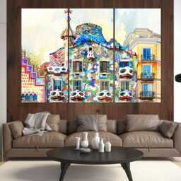 Casa Batll?? in Barcelona By Antoni Gaud?? Canvas Print, Wall Art, Dels Ossos Poster, Gaudi Architecture, Spain Art - thumbnail 3