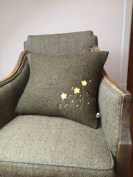 Hand Crafted Harris Tweed Floral Cushion Cover in Moss Green - thumbnail 1