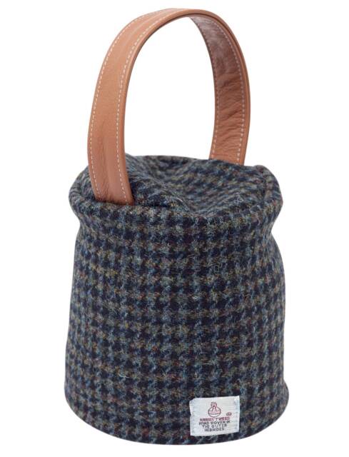 Harris Tweed 100% Pure New Wool Round Doorstop Cover With Real Leather Handle - Irish Houndstooth - image 1