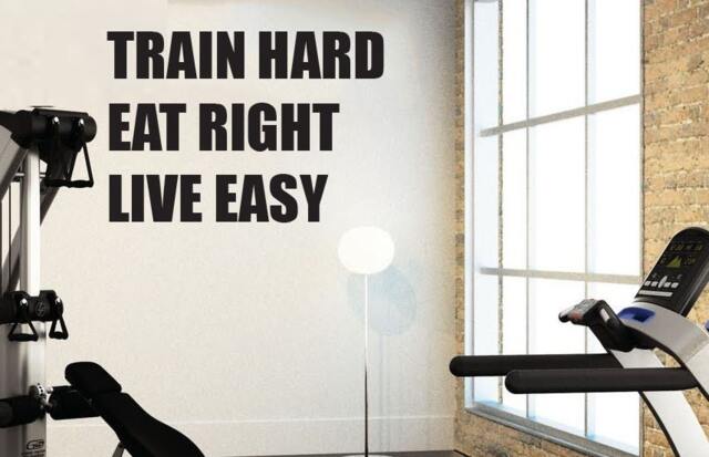 "Train Hard Eat Right Live Easy, Home Gym Wall Art Vinyl Decal 30""x20" - image 1