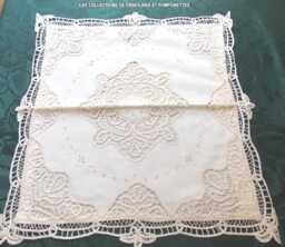 Cushion Cover Hand-Embroidered Renaissance Lace With Ecru Laces - thumbnail 1