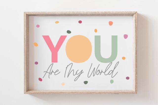 Girls Pastel Nursery Prints, You Are My World Print, Bedroom Quote, Wall Art, Home Decor, Playroom Prints - image 1