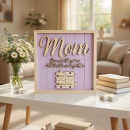 Personalized Mom Wooden Sign, Custom Family Puzzle Name Mothers Day Gift For Mom, Kids Names Wood Plaque, Wall Decor - thumbnail 2