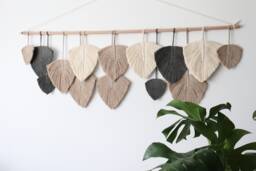 Leaf Macrame Wall Hanging Gift Boho Home Decor, 60-Inch Wide, Guest Bedroom Wall Decor Over The Bed - thumbnail 1