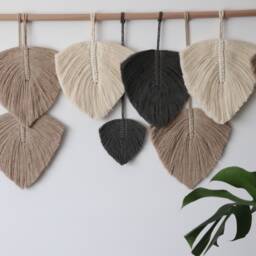 Leaf Macrame Wall Hanging Gift Boho Home Decor, 60-Inch Wide, Guest Bedroom Wall Decor Over The Bed - thumbnail 3