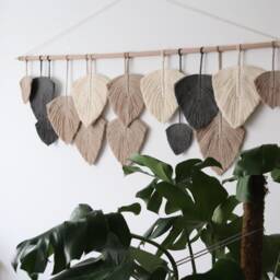 Leaf Macrame Wall Hanging Gift Boho Home Decor, 60-Inch Wide, Guest Bedroom Wall Decor Over The Bed - thumbnail 2