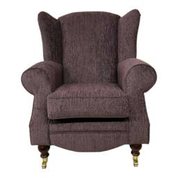 Wingback Fireside Chair Heather Chenille, Brass Castor Legs - thumbnail 3