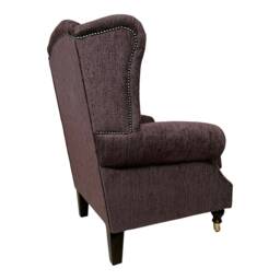 Wingback Fireside Chair Heather Chenille, Brass Castor Legs - thumbnail 2