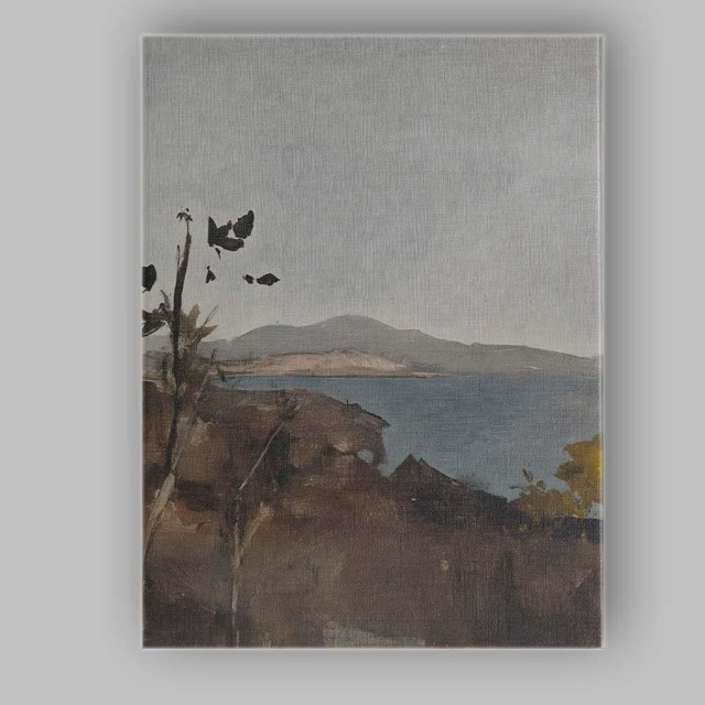 Minimalist Coastal Lake View Neutral Landscape Painting Canvas Wall Art Print Decor Picture Ready To Hang - image 1