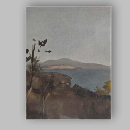 Minimalist Coastal Lake View Neutral Landscape Painting Canvas Wall Art Print Decor Picture Ready To Hang - thumbnail 1