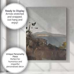 Minimalist Coastal Lake View Neutral Landscape Painting Canvas Wall Art Print Decor Picture Ready To Hang - thumbnail 3