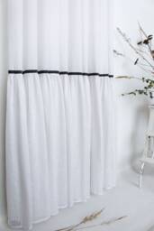 Ruffle Linen Sheer Curtain Custom Grommet Panel - 290cm Wide