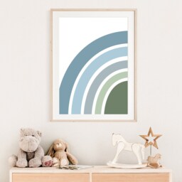 Muted Blue Rainbow Print, Boys Nursery Prints, Wall Art, Bedroom, Name & Green, Baby Boy Gift, Christianing - thumbnail 3