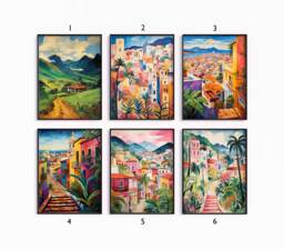 Venezuela Poster Sets, Travel Prints, Latin American Floral Art, Rio Folk Art Poster, Gallery Wall, Gift, A1/A2/A3/A4 - thumbnail 1