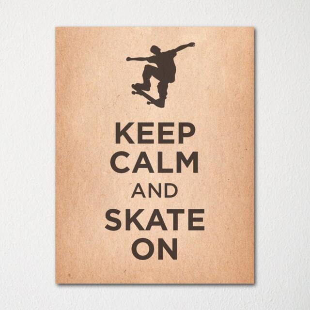 Keep Calm & Skate On - Fine Art Print Choice Of Color Purchase 3 Receive 1 Free Custom Prints Available - image 1