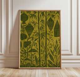 Bamboo Lantern Poster, Botanical Wall Art, Asian Decor Print