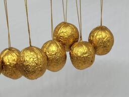 Gold Handpainted Walnut Shell Christmas Ornament