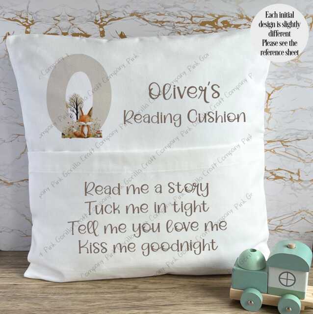 Personalised Cushion, Pocket Woodland Animal Gift, Decor, Forest Animals - image 1