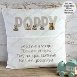 Personalised Cushion, Pocket Woodland Animal Gift, Decor, Forest Animals - thumbnail 2
