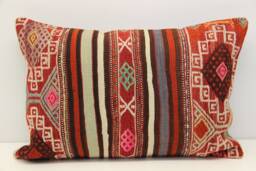 Turkish Kilim Lumbar Pillow Cover - 16x24 Inch - thumbnail 1