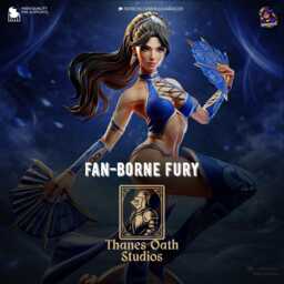 Fan-Borne Fury - Assassin Warrior Fantasy Female Ninja Kitana Resin Figure 16K - thumbnail 1